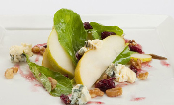 PEAR AND GORGONZOLA SALAD WITH CRANBERRY VINAIGRETTE