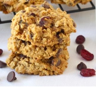 Pumpkin Oatmeal Cookies with Dried Cranberries & Chocolate Chips