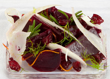 ROASTED BABY BEETS WITH CRANBERRIES AND SHAVED FENNEL