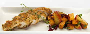 WALNUT CRUSTED CHICKEN BREAST OVER SWEET POTATOES, CRAISINS® AND APPLES