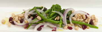 WARM BEAN SALAD WITH CRANBERRIES, ALMONDS AND BROCCOLI RABE